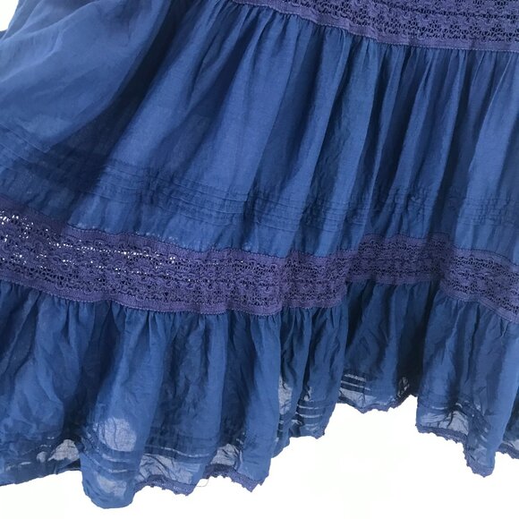 Pennington's  maxi skirt blue tiered lace embroidery women's 3X prairie cottage - Picture 3 of 7